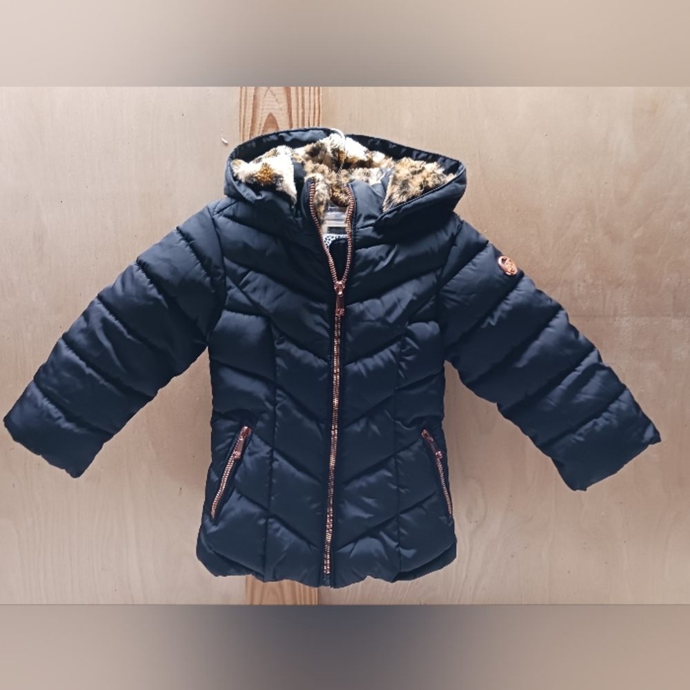 Kensie Girl Puffer Jacket/ Black,Leopard/Size 2T